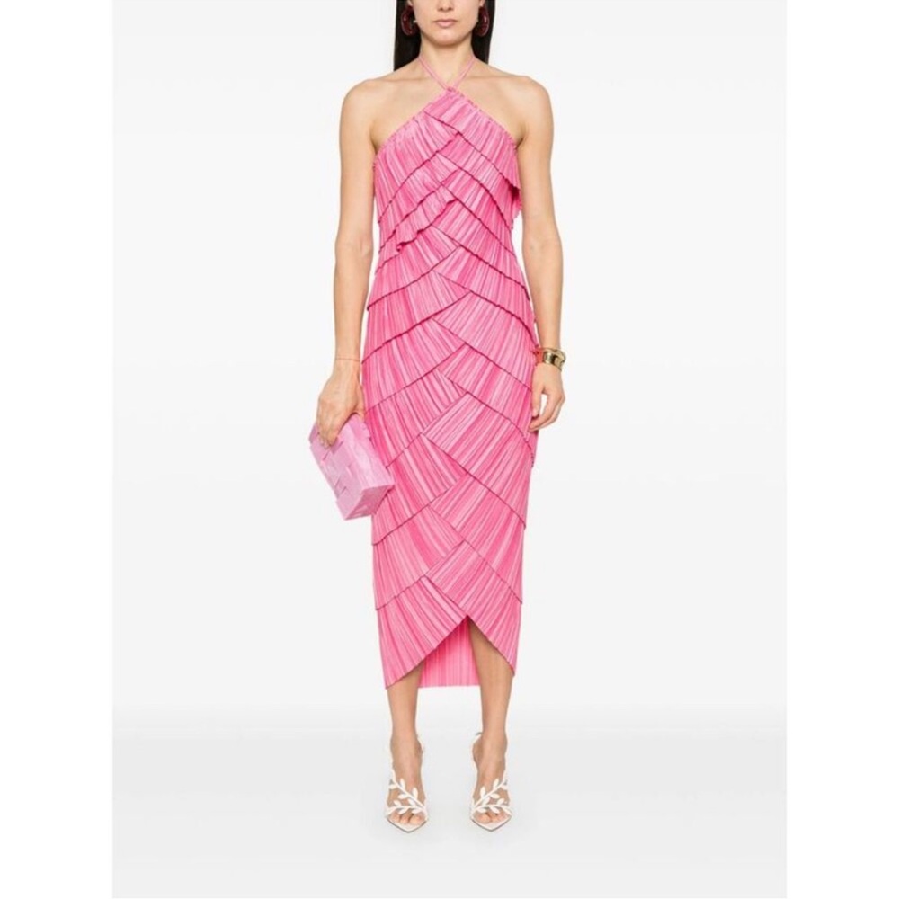 NWT Cult Gaia Pink Patrizia dress layered Evening Dresses NEW size 4 rosette - Picture 2 of 5